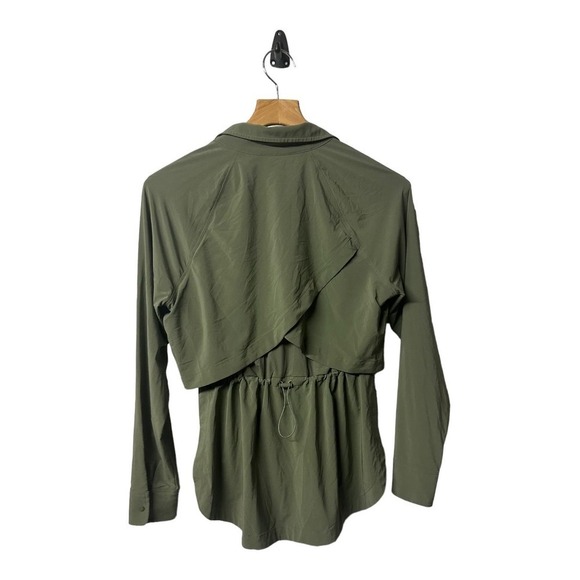 Athleta North Star Snap Button Down Shirt Jacket- laurel olive green - Picture 4 of 8